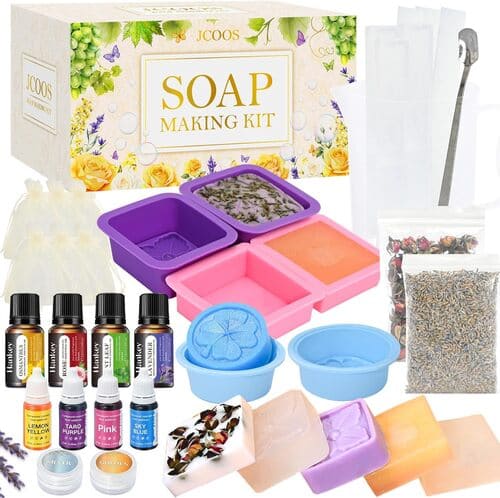 Vezerd DIY Set zum Seife selber machen mit Formen, Duftölen, Farben und Naturblüten